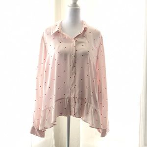 Maison Jules heart print collard peplum top